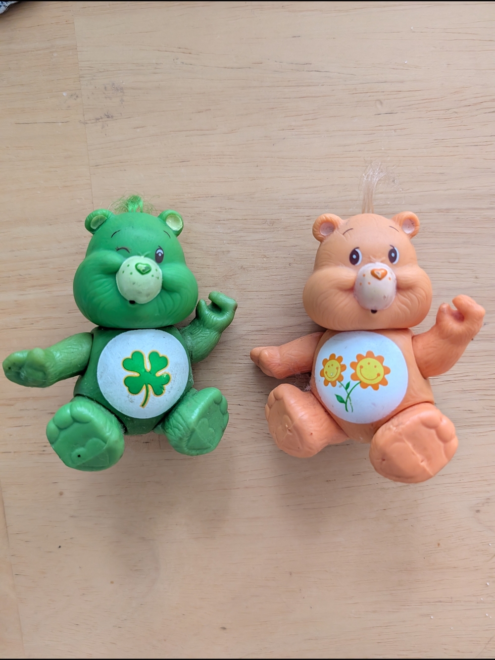 Vintage 1980s Care Bear 3" Miniature Toy Figurines-Friend Bear & Good Luck Bear